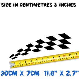 Novelty Chequered Flag Pack of 2 Car Stickers - Car Decals - Racing Stripe - Scooter Stickers - Bumper Stickers - Campervan Decals - Van Stickers - Motorbike Stickers (Black)