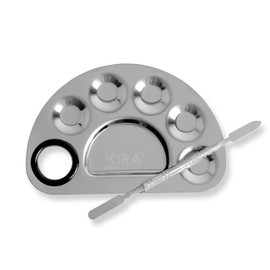 Kira Stainless Steel Professional Beauty Salon Color Cream Cosmetic Mixing Makeup Palette, Spatula Makeup Artist Nail Art Tool (half round 2pcs)