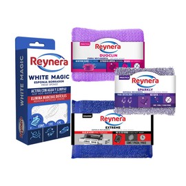 Reynera Kit 4 Esponjas Suaves Multiusos – Fibras de Limpieza para Cocina, Cristalería, Vajilla y Superficies Delicadas sin Rayones, Eficiencia y Cuidado en Uno