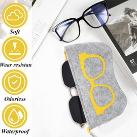 JEYORZY Pack of 2 Soft Glasses Case, Glasses Bag, Pack of Portable Glasses Case for Men and Women, Soft Felt Zipper, Glasses, Sunglasses, Bag, Makeup Storage Bag, Yellow, Pink