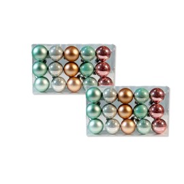 Plastic Christmas Baubles Pink/Mint 2 Sets - 30 Pieces Diameter 5 cm Decorative Bauble Christmas Tree Decoration Mix Matt Shiny