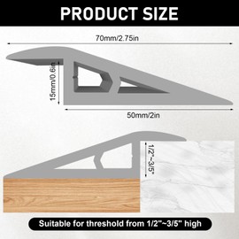 Floor Transition Strip, 1/2” to 3/5” Height Ramp - Wheelchair and Walker Access Ramp for Wheelchair, Tile to Carpet Transition, Entry Strip for Doorways (Brown Wood Grain, 78 inch)