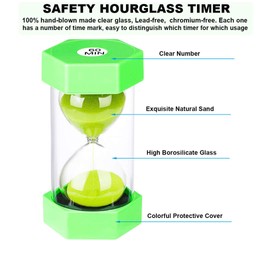 Hourglass Sand Timer 60 Minute，Colorful Sand Watch 60 Min, Small Green Sand Clock 60 Minute, Plastic Hour Glass Sandglass Timer for Kids, Games, Classroom, Kitchen, Ketch, Decoration