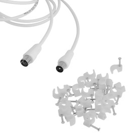 Reulin 1 m long 3C2V slim TV antenna cable male female with clips coaxial cable 1 m for antennas and smart TVs signal amplifier splitter HDTV DVB-T RF nickel-plated 1.0 m