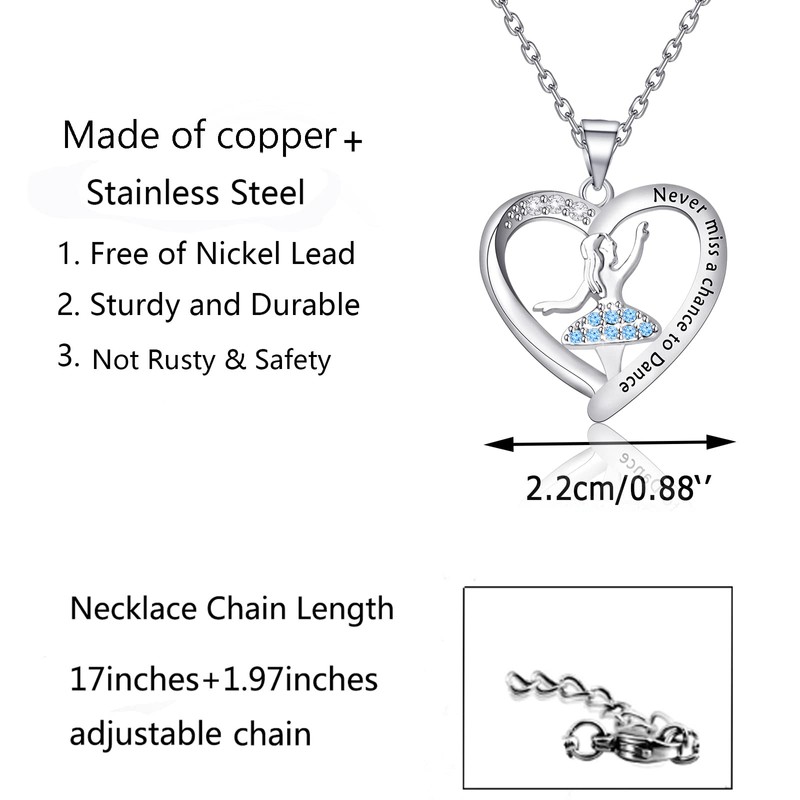 WSNANG Women's Dance Lover Ballerina Dancer Ballet Recital Gift Necklace,