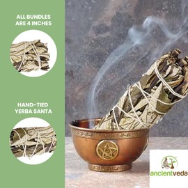 Ancient Veda Yerba Santa Sage Sticks - 4 Inch Organic Smudge Sticks for House Cleansing & Blessing, Includes Starter Guide
