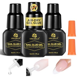 UNA GELLA Gel Nail Glue for Press Ons: 10s Fast Dry No U V Lamp Needed Glue Gel, 3pcs*5ml Upgrade Super Strong Nail Adhesive for Press on Nails, Nail Tips&Acrylic Nails-Maximum Strength, Long-lasting