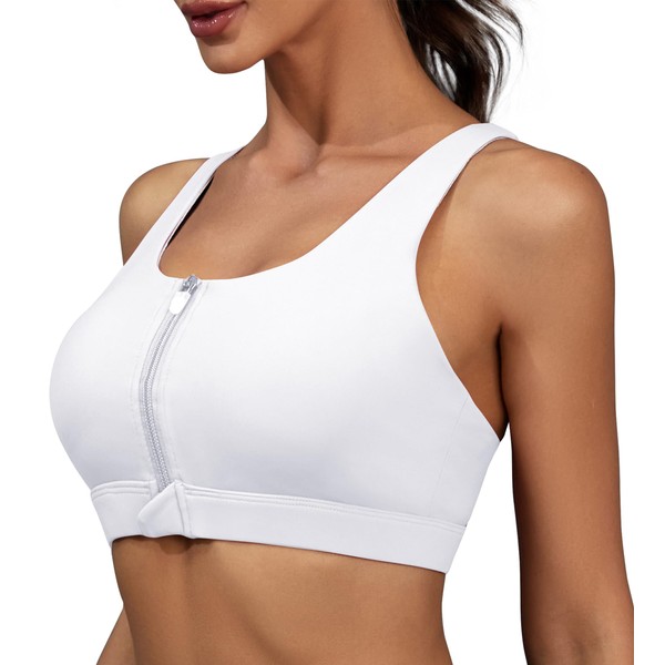 ONEW Front Zipper Sports Bras for Women High Impact Workout