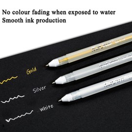 8 PCS Gold Silver White Gel Pens, Gelly Roll Ink Pen Set for Black Paper, Extra Fine Point Pens Opaque Smooth Ink Pens, Bullet Highlight Pen for Art Drawing Sketching Illustration Card Making