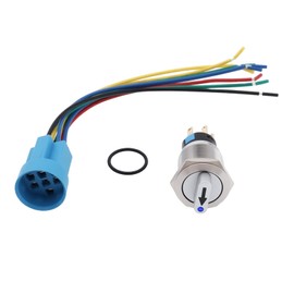 Be In Your Mind Set of 19mm (3/4") 3 Position Rotary Switches 12V/24V DC Self Locking DPDT Latch Switch Blue
