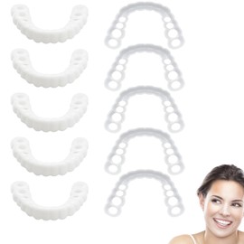 5 Pairs Clip in Veneers Teeth, Clips On Veneers Top and Bottom, Snap on Veneers Teeth for Adults, for Both Men and Women, Regain Confidence and Smile