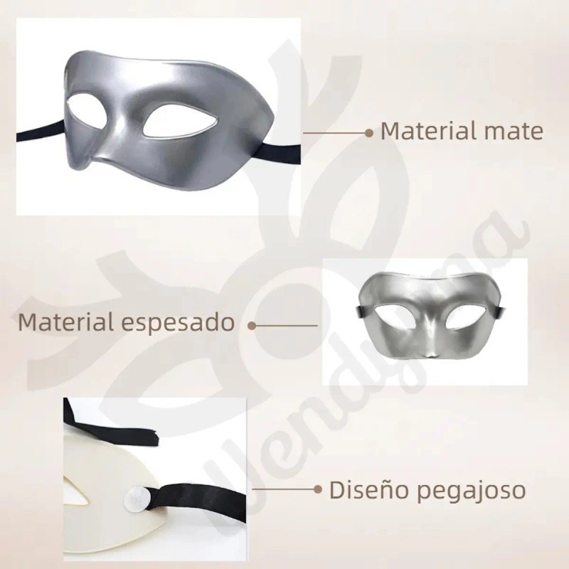 Antifaz Fiesta Másca Halloween Pareja Carnaval Cosplay Negra