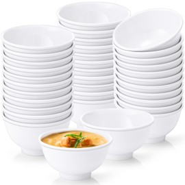 Tioncy 36 Pieces 10 oz Melamine Bowls Set Dessert Bowls Unbreakable White Soup Bowls Melamine Salad Bowls for Pasta Cereal Soup Dishwasher Safe