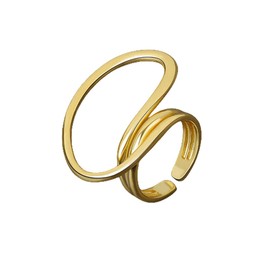Irregular Big Round Statement Ring for Women Girls Exaggerated Unique Layered Solid Infinity Wedding Promise Open Wrap Finger Rings Adjustable Comfort Fit Fashion Personality Minimalist Jewelry Size 7-10 (Golden)
