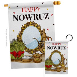 Nowruz Iranian New Year Garden House Flag - Set Celebration Persian Christian Religion Day - Decoration Banner Small Yard Gift Double-Sided Made in USA 28 X 40