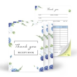 Thank You Receipt Book with Carbonless, Sets of 3, for Small Businesses - Convenient 3.93 x 5.51 inches, 50 Sheets 2-Part Carbon Copies, for Client Impressing and Gratitude