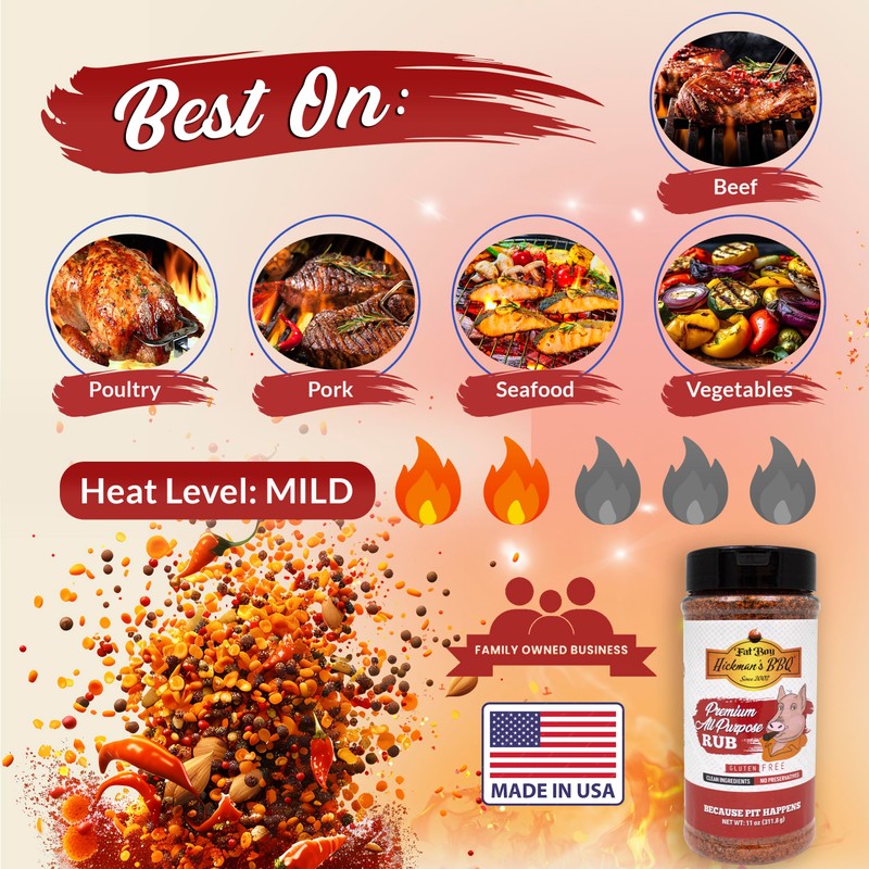 Fat Boy Hickman's BBQ Premium All Purpose Rub, 11 Ounce