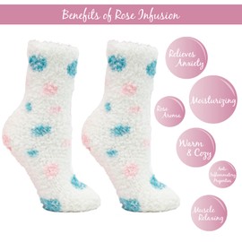 MinxNY Aromasoles Non-Skid 2-pack Lavender Rose Shea Butter Infused Slipper Socks with Grips Fuzzy Cozy Winter Soft Fluffy Socks for Women's Day Gift, Polka Dots-pinkberry Sherbert, One Size