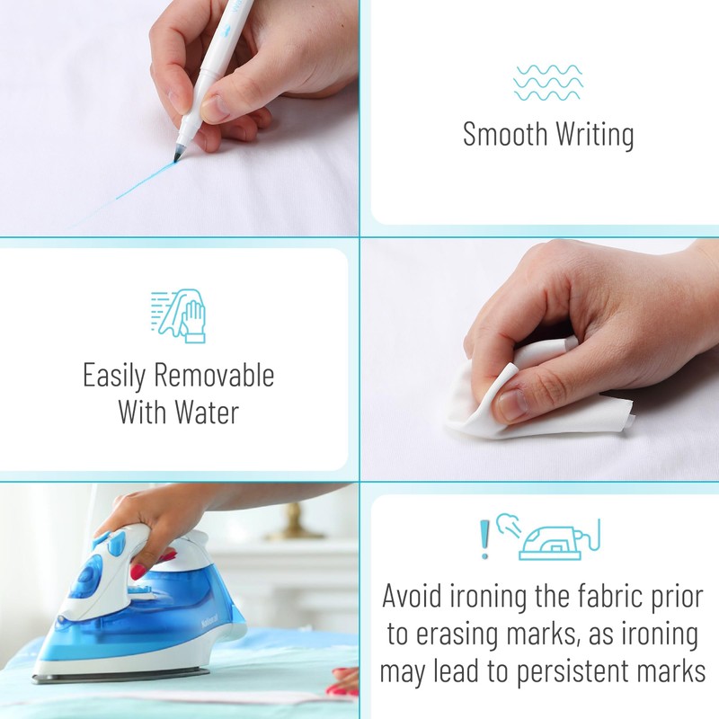 Mr. Pen- Fabric Markers for Sewing, 5 Pack, Blue, Erasable,