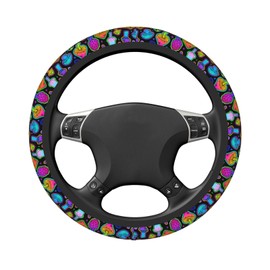 Mushroom Colorful Neon Steering Wheel Cover for Women Men Girls Car Accessories Decor Anti-Slip Neoprene Auto Steering Wheel Covers Protector Universal 15 Inch