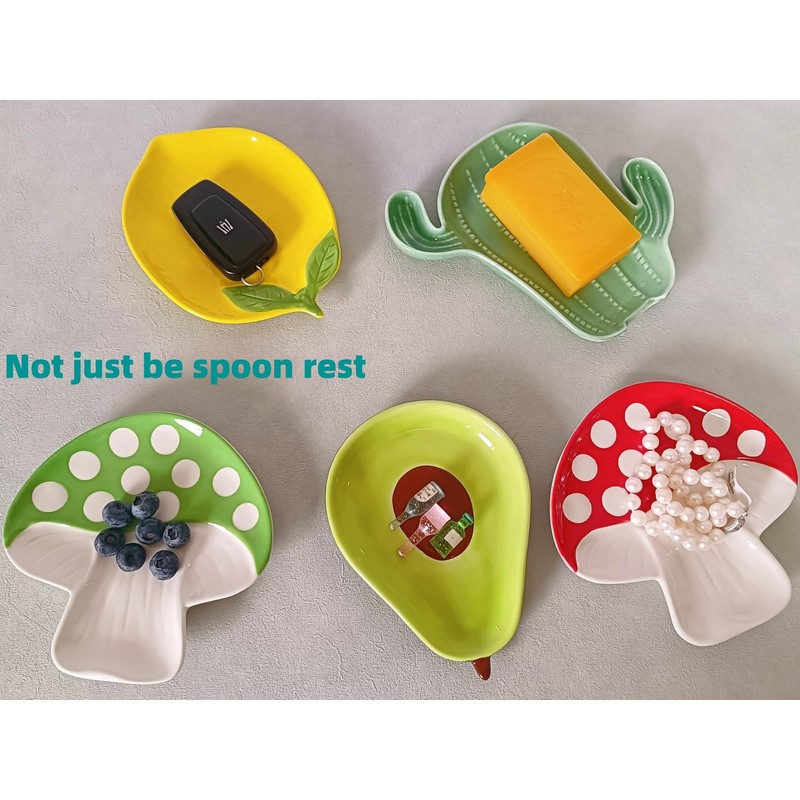 Ceramic Spoon Rest for Stove Top, Cactus Cute Spoon Rest