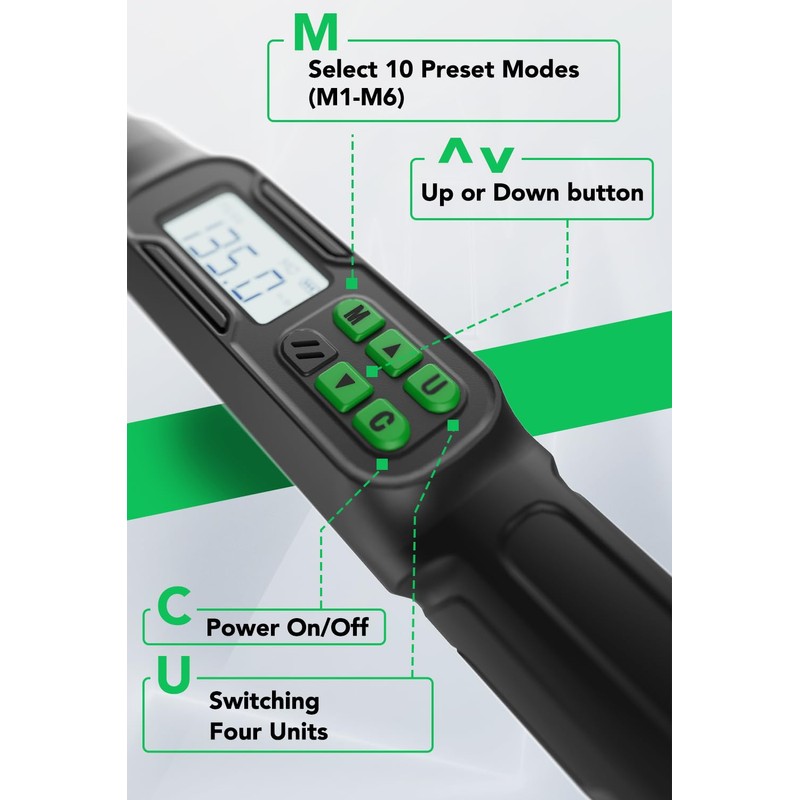 LLAVETOR Digital Torque Wrench 3/8 Drive, 2.2-44.3 ft-lbs,Inch Pounds Electric