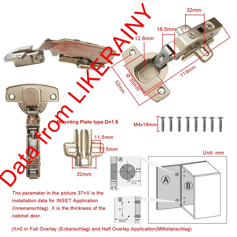 Hettich Sensys 8645i TH52 110° Corner Stop Hinge with Integrated