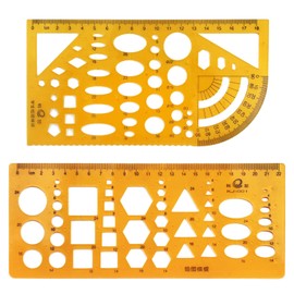 XPOOP Pack of 2 Circle Stencil Template for Drawing Circle Ruler for Drawing Aids Digital Measuring Templates Rulers for Office and School