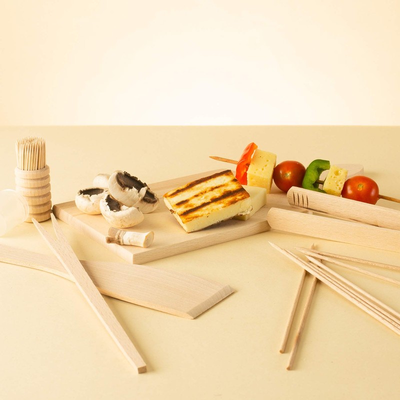 tuuli Kitchen Wooden BBQ Grill Tool Utensils Set (Chopping Board,