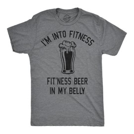 Funny Beer Lover Shirt for Men – I'm Into Fitness Fit’Ness Drink in My Belly Tee – Hilarious Party Outfit – Novelty Workout Gym Gift - Dark Grey - 3XL