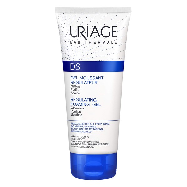 URIAGE D.S. Regulating Foaming Gel 5 fl.oz. | Gentle Cleansing Foam for Face & Body to Cleanse, Purify And Sanitize Irritated, Redness-Prone and Scales Skins | Leaves Skin Healthier and Comfortable