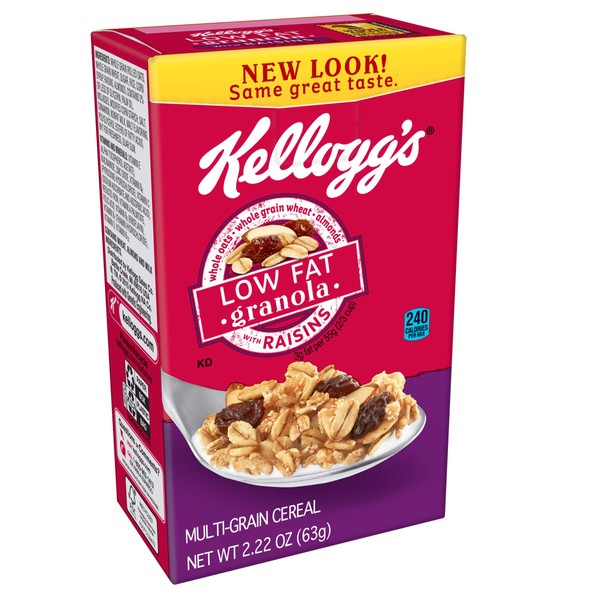 Kellogg's Low Fat Granola Cereal, With Raisins, 2.22oz (70 Count)