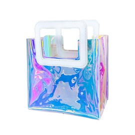 TotePrint 1PCS Fashion Holographic Small Gift Bags Laser Transparent Colorful PVC Gift Bag Gift Wrap Bags for Wedding Souvenir7.87"x3.94"x7.09" (D2163-2)