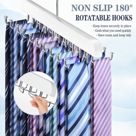 Tie Rack Belt Hanger for Closet Fitnice Upgraded Non Slip Tie Hanger Space Saving with 20 Foldable Hooks Wooden Belt Tie Organizer for Tank Tops Bras Cami Scarves