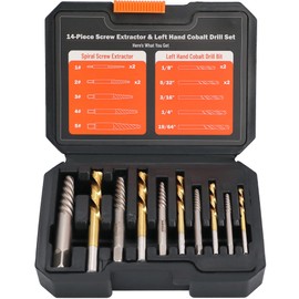 UYECOVE 10PCS Stripped Screw Extractor Set, 35# Cr-Mo & 6542 HSS Steel Cobalt Left Handed Drill Bit | Broken Screw Extractor Kit | Easy Out Screw Extractor Set Removing Stripped Screws Broken Bolts