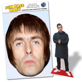 Party People 1 x Liam Gallagher - Ready To Wear Celebrity Face Mask Includes Freestanding 20cm Desktop Standee Card Cutout - Standee Liam G