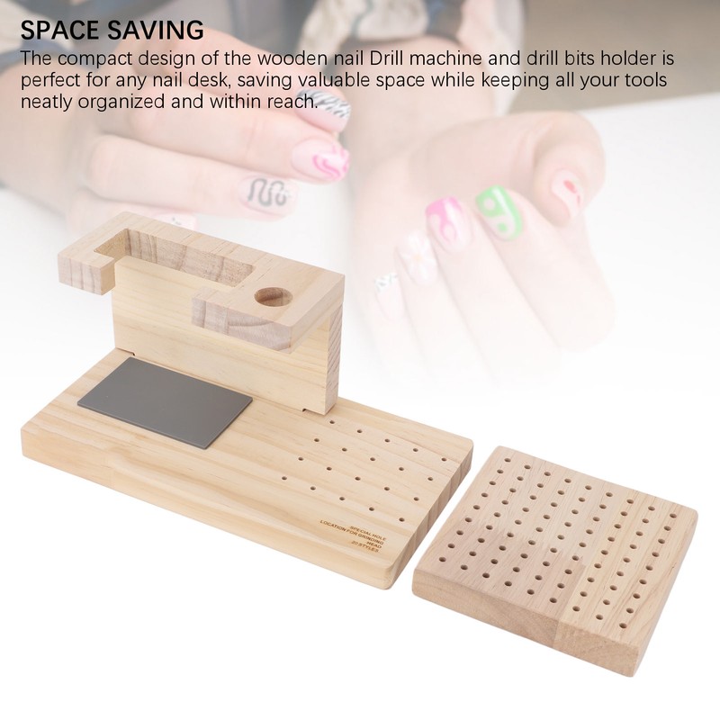 Wooden Nail Drill Stand Organizer with 81 Holes Drill Bits
