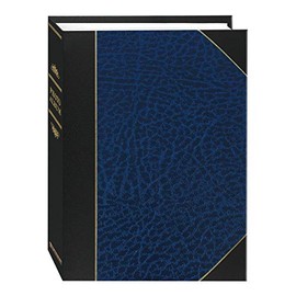 Pioneer Photo Albums 50-Pocket Navy Blue and Black Ledger Style Leatherette Cover Photo Album, 5 by 7-Inch Prints
