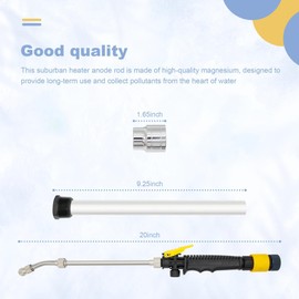 Powswopx 5Pack RV Water Heater Parts Anod Rod & Element & Flush Wand Spare Repair Kit 9.25"L x 3/4"NPT for Suburban, Mor-Flo, 520900 Heating Element, Tank Rinser, Dual Hex Wrench & Tape