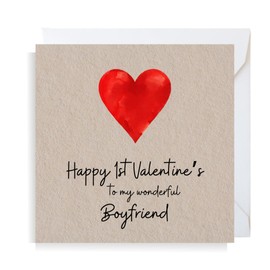 Second Ave Boyfriend Heart 1st Valentine's Square Valentine's Day Greetings Card