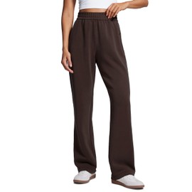 CRZ YOGA SoftAura Wide Leg Sweatpants Women 31" Modal High Waisted Lounge Travel Casual Sweat Pants with Pockets Drawstring Hot Fudge Brown Medium