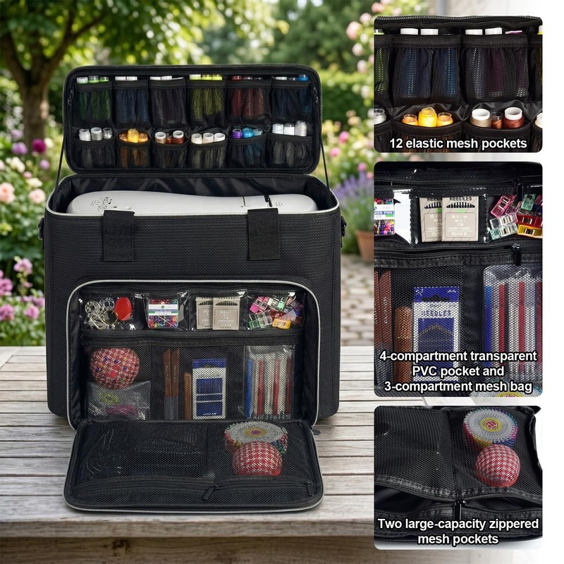 Steadtep 2-in-1 Sewing Machine Carrying Case with Removable Top Cover