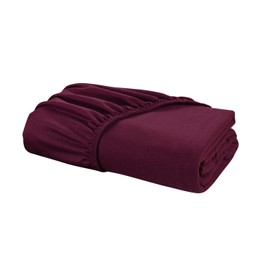 DELANNA Jersey Knit Fitted Sheet Soft Breathable T-Shirt Weave Bottom Sheet Only (RED, QUEEN)