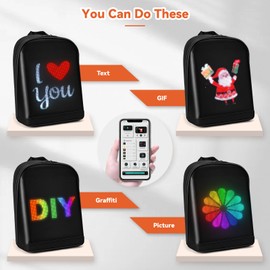 Tesinll Laptop Backpack with LED Display, DIY Fashion Backpack, Waterproof Shoulder Travel Backpack, Gift for Men Women Fits 15.6 Inch Laptop, 10.4L (Yellow)