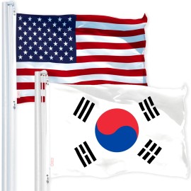 UD_G128 Combo Pack: USA American Flag 3x5 Ft 150D Printed Stars & South Korea (South Korean) Flag 3x5 Ft 150D Printed