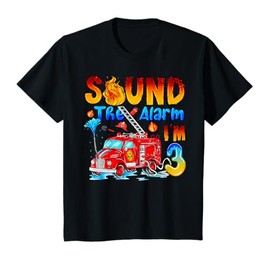 Kids Fire Truck 3rd Birthday Boy Firefighter 3 Year Old T-Shirt