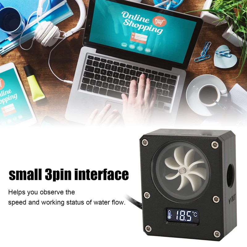 QANYEGN PC Water Cooling Meter, 12V 3Pin G1 4 Thread