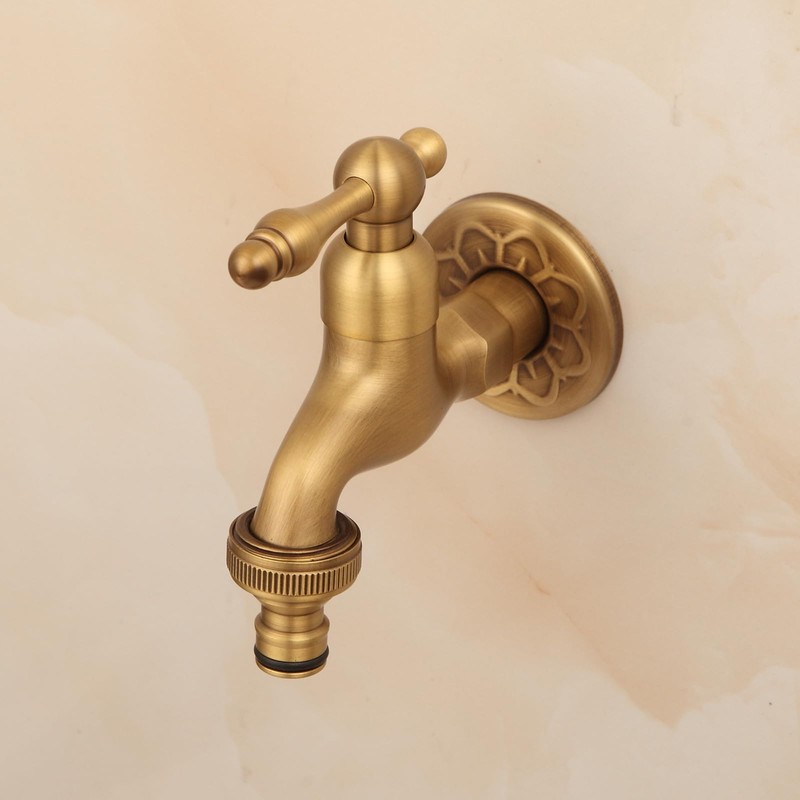 Antique Brass Garden Hose Faucet Wall Mounted Basin Sink Water