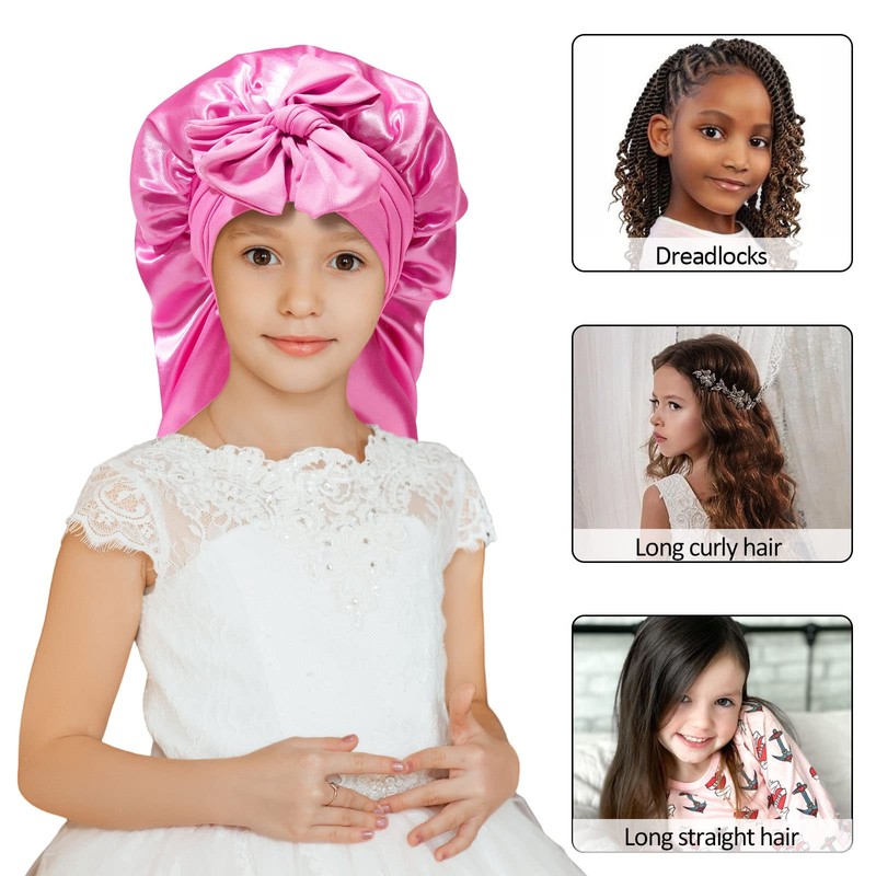 AWAYTR Long Toddler Silk Bonnet for Sleeping Elastic Satin Bonnets