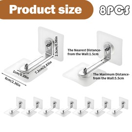 Pack of 8 tilt protection furniture without drilling, tilt protection furniture wall anchor, cabinet attachment wall without drilling, anti-tip holder for baby proofing and pet protection, wall anchor